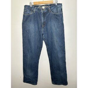 Eddie Bauer Jeans Men Blue Dark Wash Cotton Blend Fleece Lined Straight 36x30